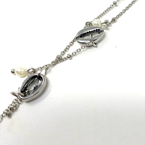 New Free People Shell Hair Clip Braid In Silver Pearl Cowrie Beach Extension - Picture 2 of 5